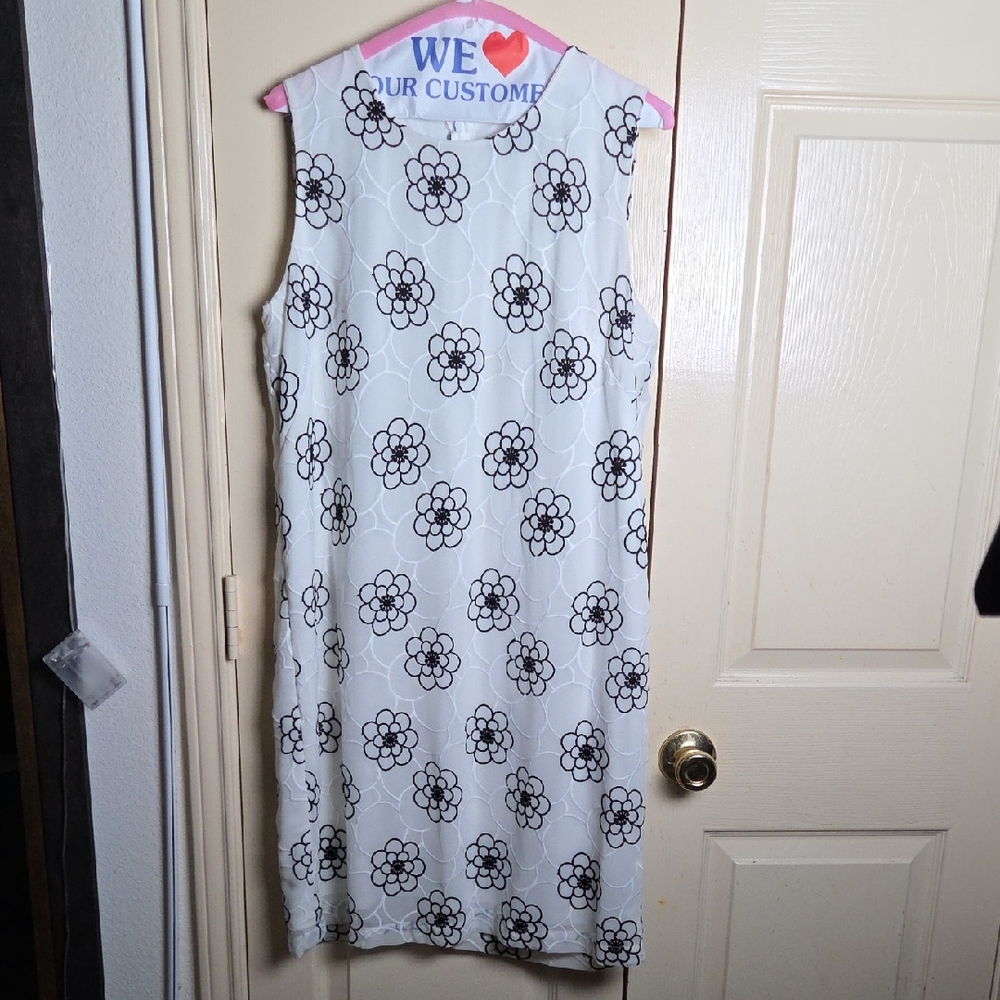 Karl Lagerfeld Black and White Floral Midi Dress